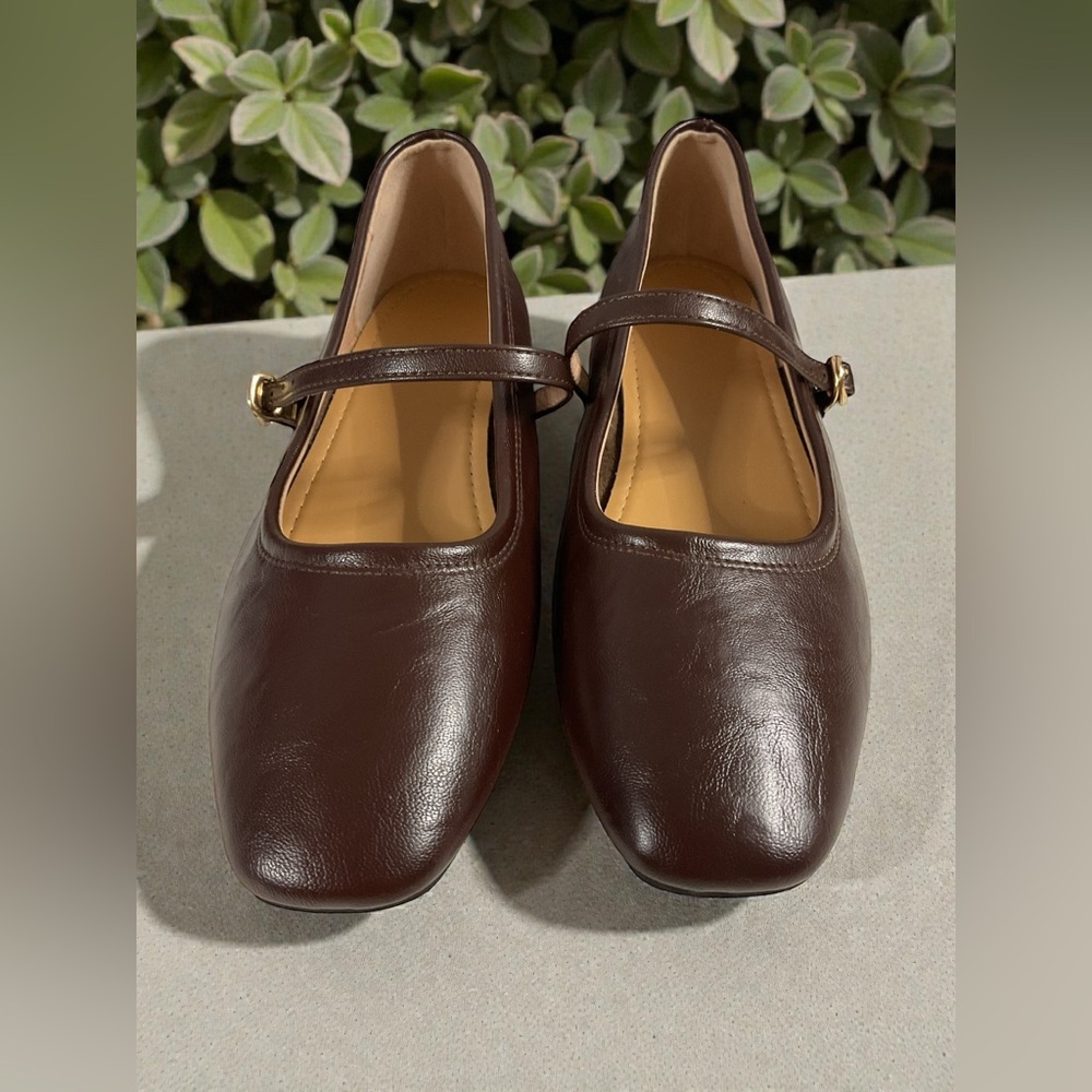 Unknown Brand Women's Brown Faux Leather Mary Jane Flats EU 41/US 9.5-10